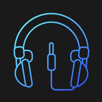Wired circumaural headset gradient vector icon for dark theme