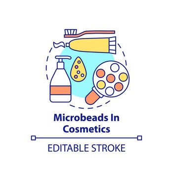Microbeads in cosmetics concept icon