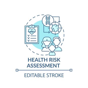 Health risk assessment blue concept icon