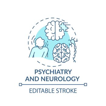Psychiatry and neurology blue concept icon