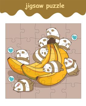 jigsaw puzzle game of little pandas with banana