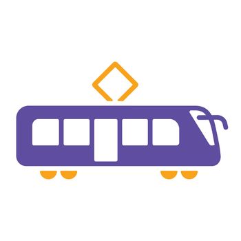 City tram flat vector glyph icon isolated