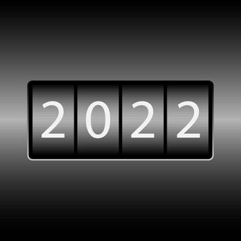 Odometer with the numbers 2022. New year 2022 is on the odometer. Merry Christmas and Happy New Year