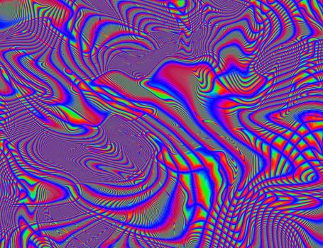 Hippie Trippy Psychedelic Rainbow Background LSD Colorful Wallpaper. Abstract Hypnotic Illusion. Hippie Retro Texture Glitch and Disco