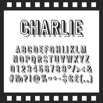 Charlie vintage 3d vector alphabet set
