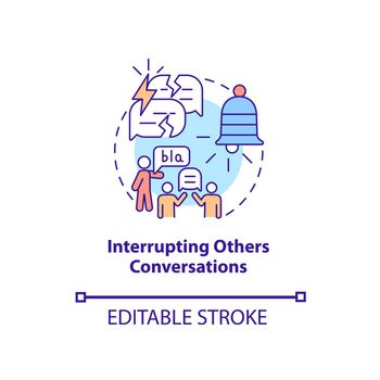 Interrupting others conversations concept icon