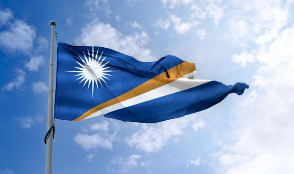 Marshall Islands flag - realistic waving fabric flag.