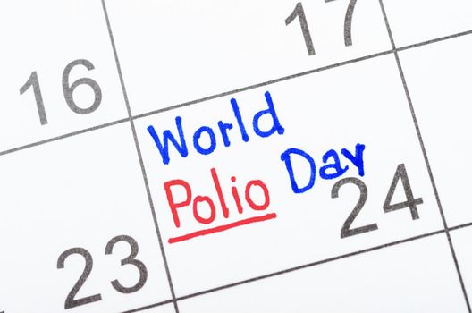Handwritten World Polio day 24th October.