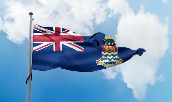 Cayman Islands flag - realistic waving fabric flag.