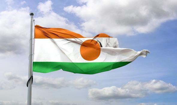 Niger flag - realistic waving fabric flag