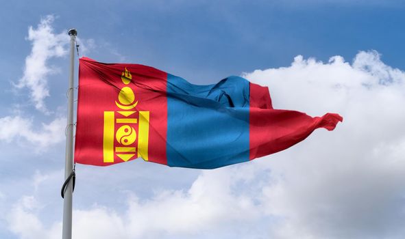 Mongolia flag - realistic waving fabric flag.