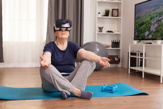 Meditating with VR headset