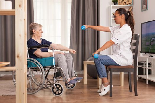 Senior woman physical rehabilitation