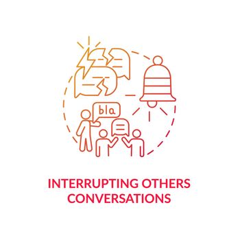Interrupting others conversations concept icon