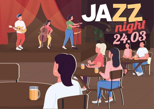 Jazz night poster flat vector template