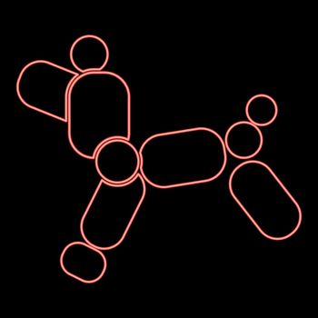 Neon dog ballon icon black color in circle red color vector illustration flat style image