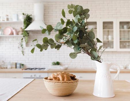 plant decoration tabletop bright modern kitchen. High quality photo
