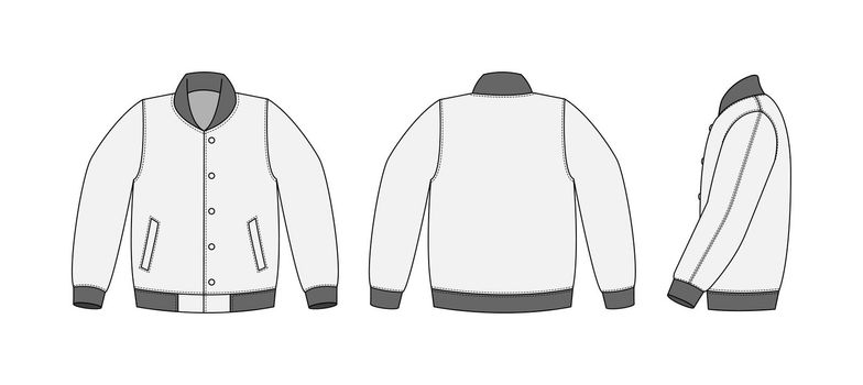 Varsity jacket ( baseball jacket ) template illustration(front,back and side )