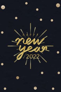 2022 gold glitter happy new year aesthetic season&#39;s greetings text on black background vector