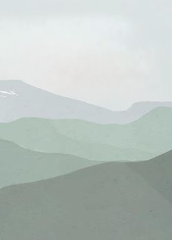 Green mountain clouds vector, minimal aesthetics 