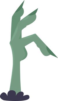 Zombie hand reaching from ground semi flat color vector item