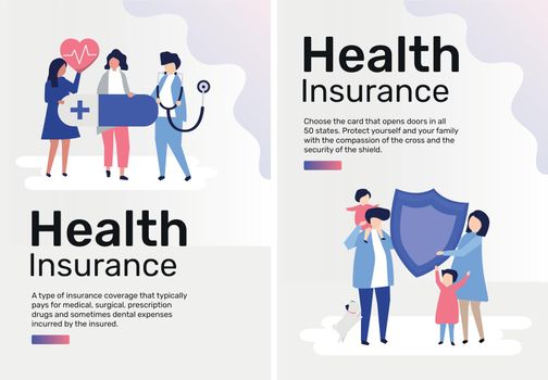 Poster templates vector for health insurance