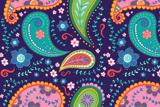 Paisley pattern background, colorful mandala illustration vector