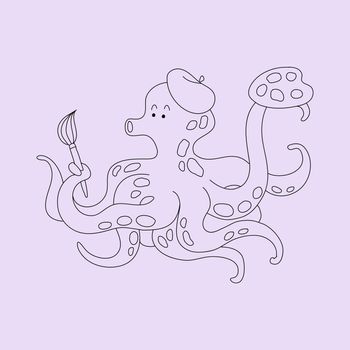 Octopus cute animal illustration for kids coloring vector