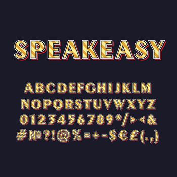 Speakeasy vintage 3d vector alphabet set