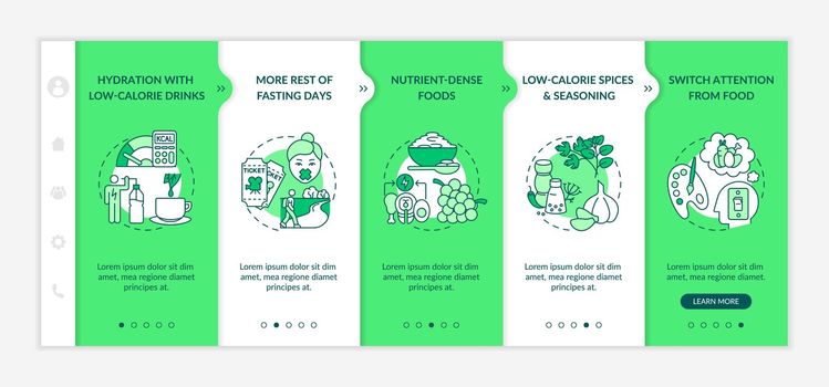 Intermittent fasting strategy onboarding vector template