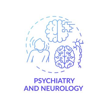 Psychiatry and neurology blue gradient concept icon
