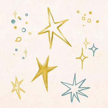 Gold sparkle effect sticker illustration vector set