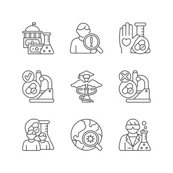 Clinical study linear icons set