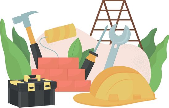 Construction and house improvement flat concept vector illustration