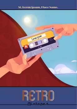 Retro mixtape poster with audio cassette