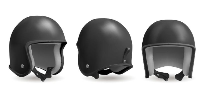 Retro black motorcycle helmet