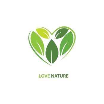 Green leaf logo love nature