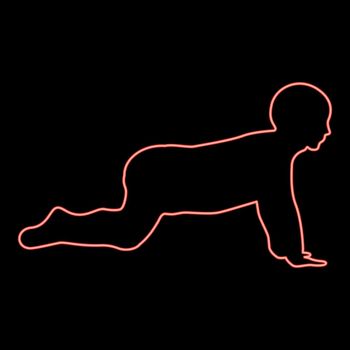 Neon crawling baby red color vector illustration flat style image