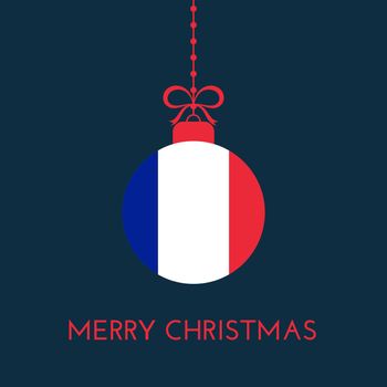 Merry Christmas and new year ball with France flag. French Flag Christmas Ornament. Vector stock illustration