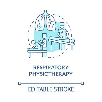 Respiratory physiotherapy blue concept icon