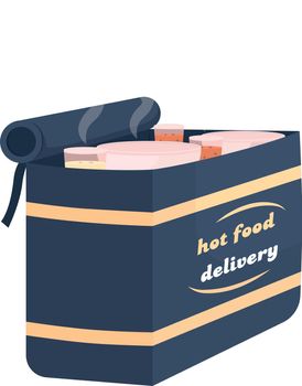 Hot food delivery bag flat color vector item