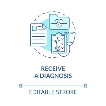 Receive diagnosis blue concept icon