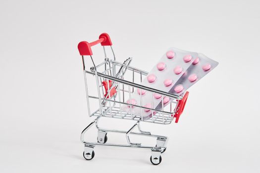 drug trolleys pharmacy shopping light background pharmacy