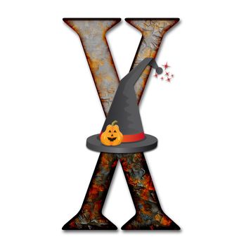 3D render of halloween alphabet capital letter with hat