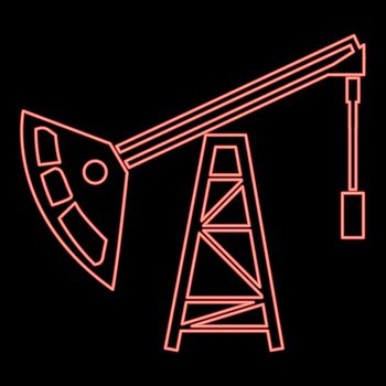 Neon oil rig red color vector illustration flat style image