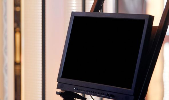 Black blanked studio monitor in tv shooting