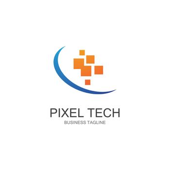 Pixel technology logo vector design