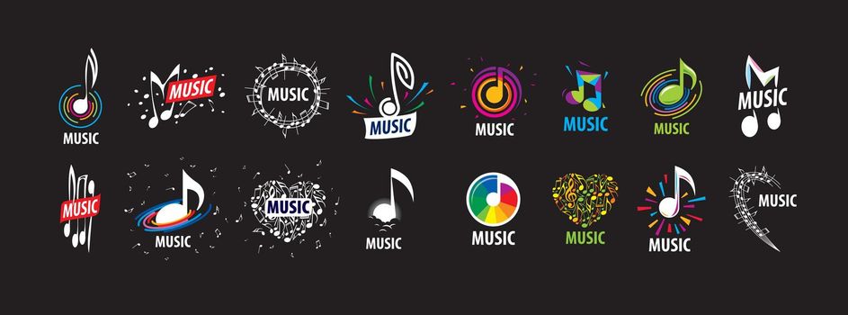 A set of vector logos with musical notes