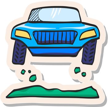 Hand drawn sticker style icon Rally car
