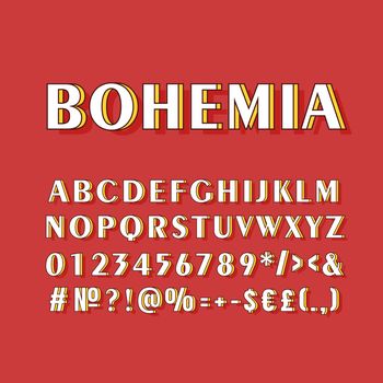 Bohemia vintage 3d vector alphabet set